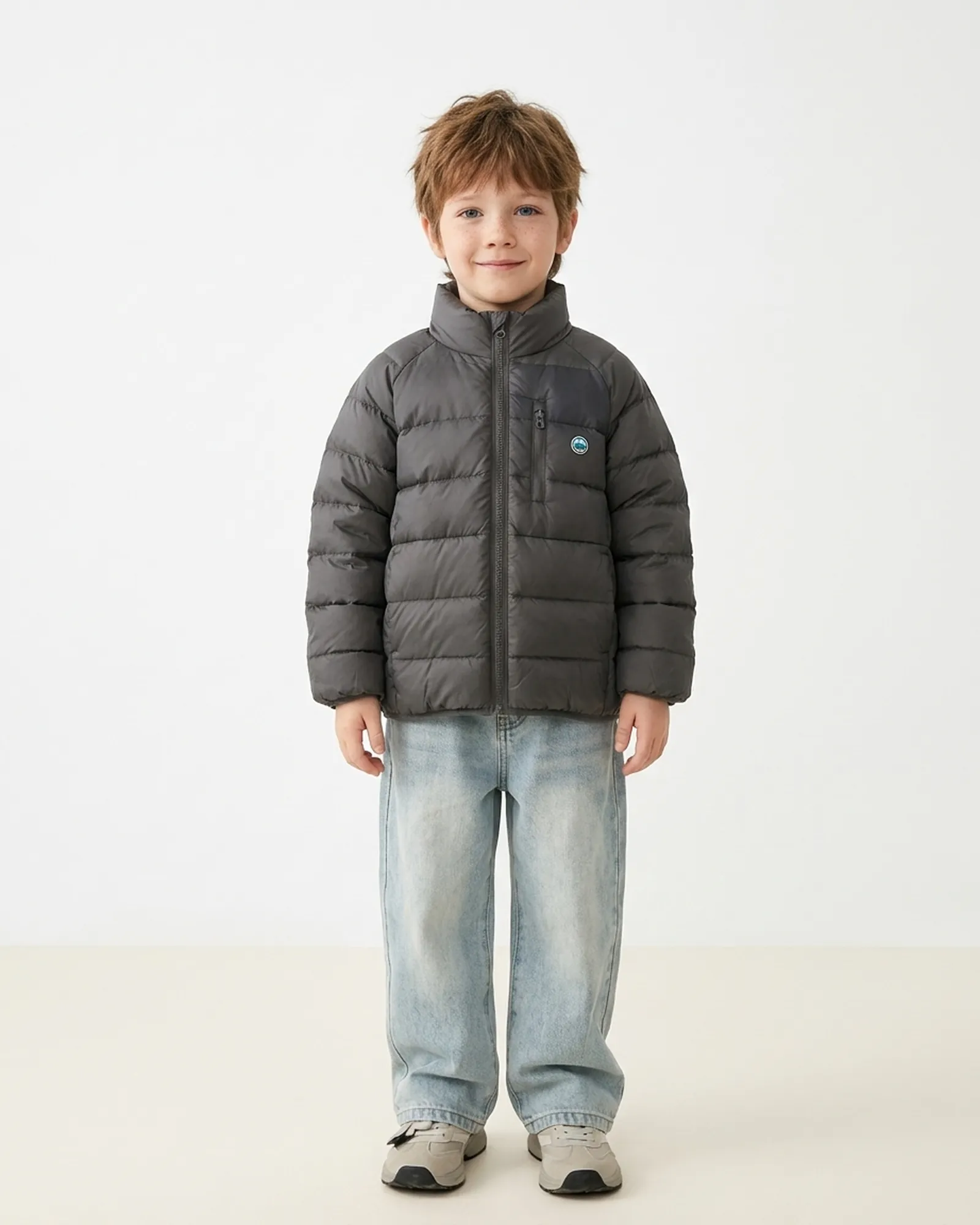 Doudoune premium col montant — Noir gris